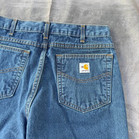 Men's Carhartt FR Flame Resistant Dark Wash Denim Work Blue Jeans Sz 32 x 32 - Picture 8 of 8